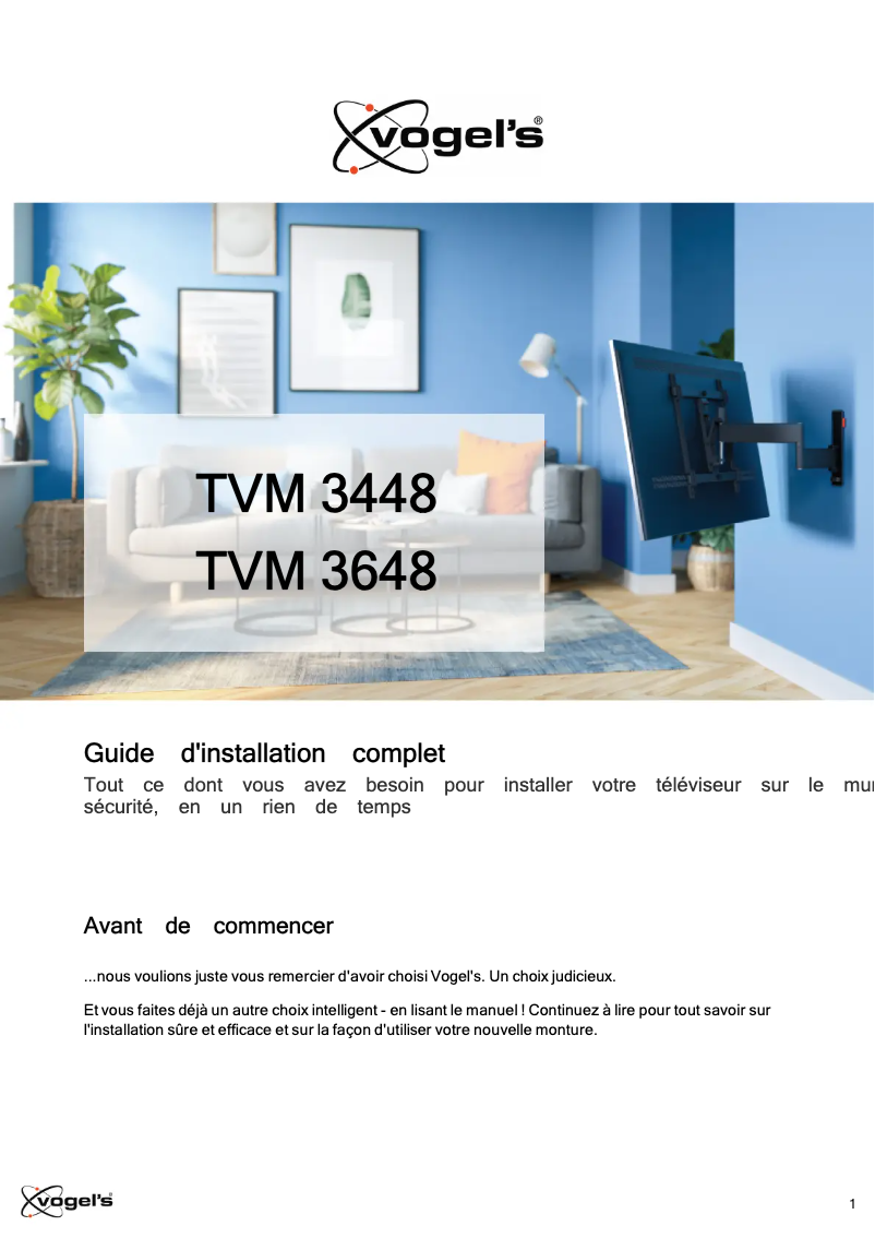 Page n°1 - Manuel utilisateur Vogel's TVM 3448