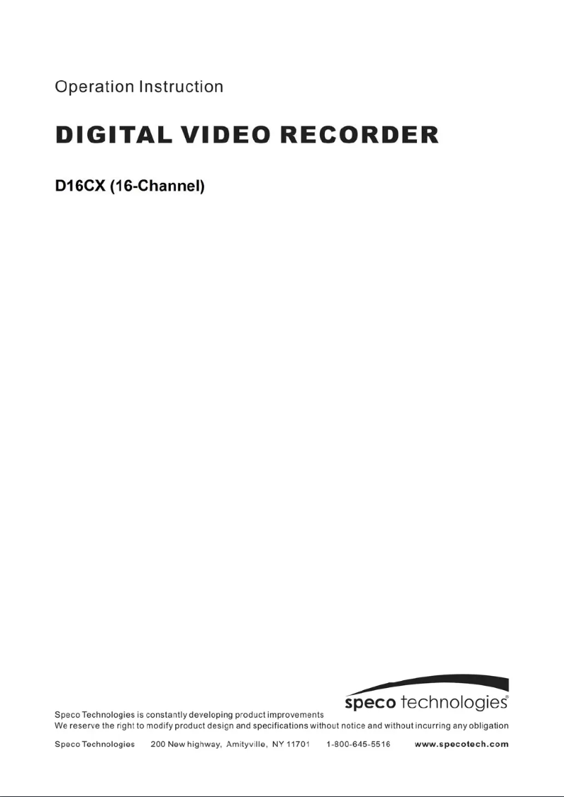 Page 1 de la notice Manuel utilisateur Speco Technologies D16CX