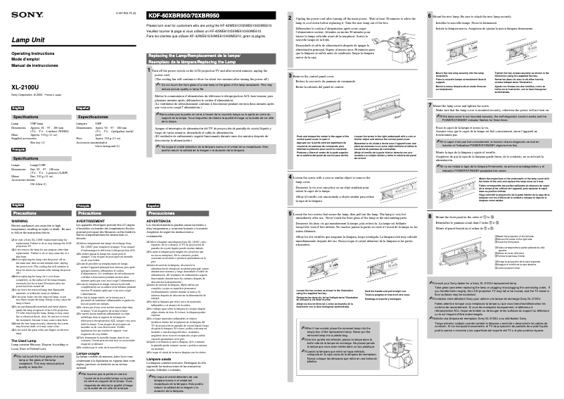 Page 1 de la notice Manuel utilisateur Sony KF-50WE610