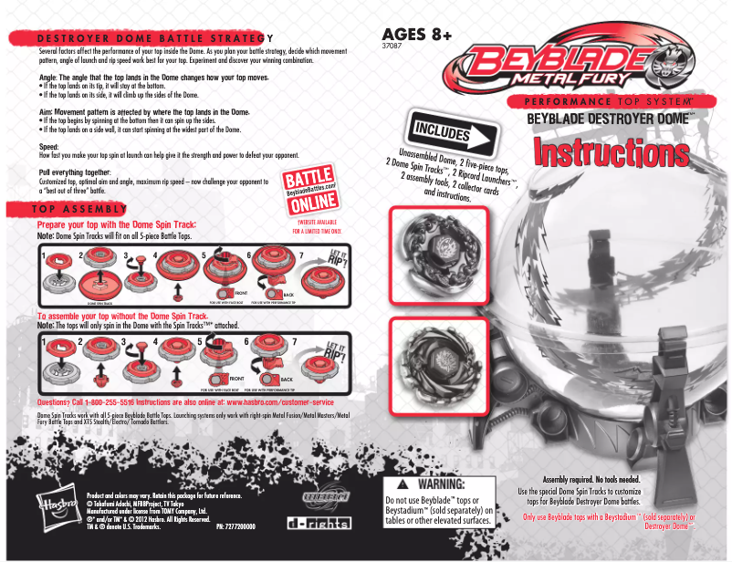Page 1 de la notice Manuel utilisateur Beyblade Destroyer Dome