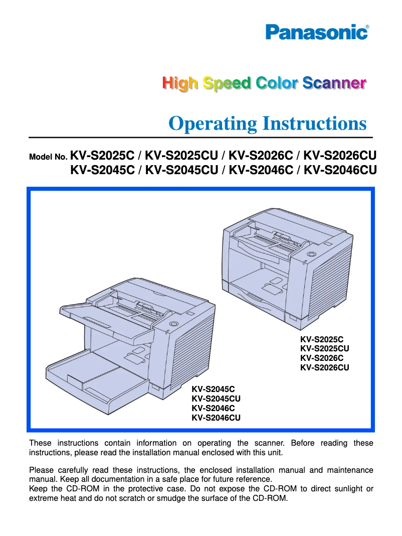 Page 1 de la notice Manuel utilisateur Panasonic KV-S2025C