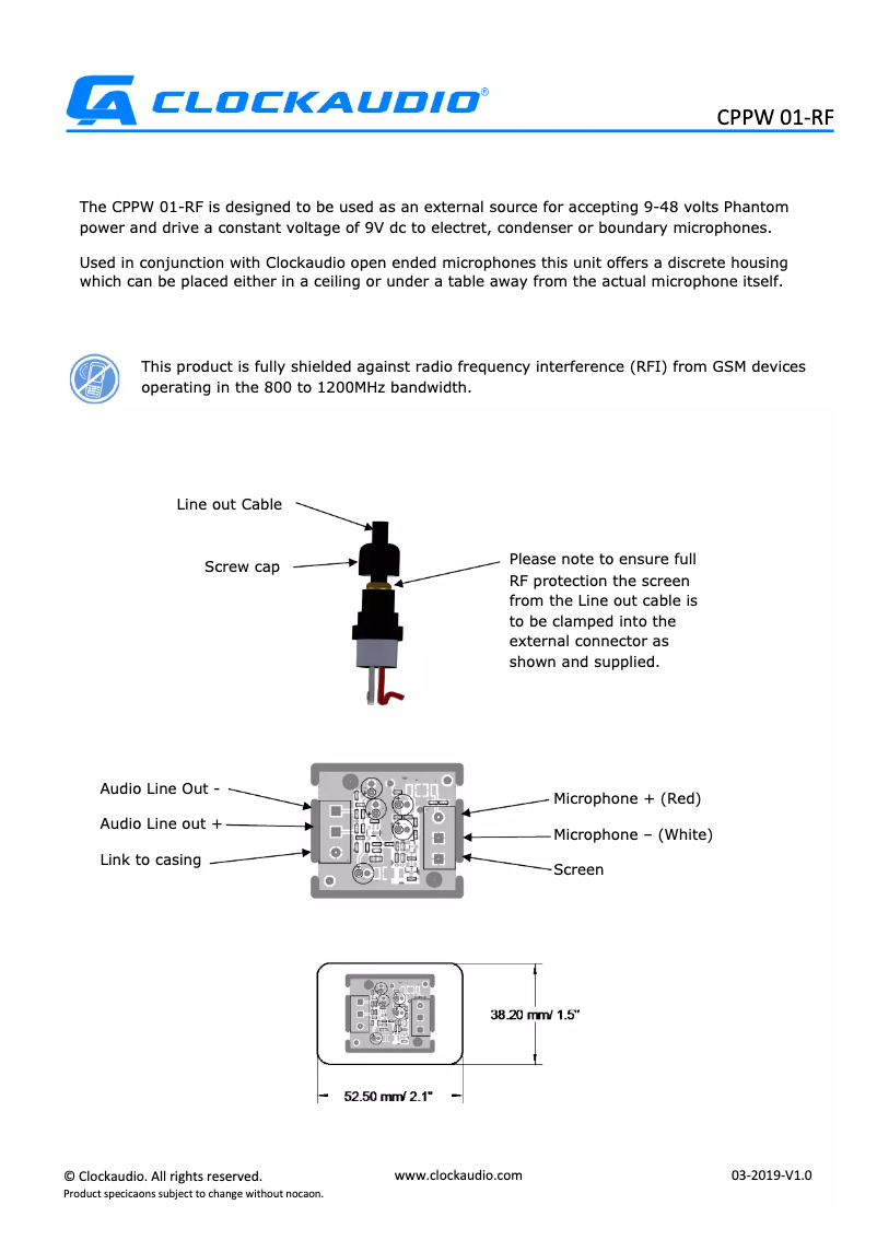 Page n°1 - Manuel utilisateur Clockaudio C 3SW-RF-CP