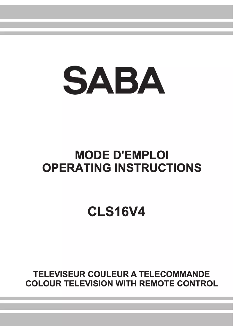 Page 1 de la notice Manuel utilisateur Saba CLS16V4
