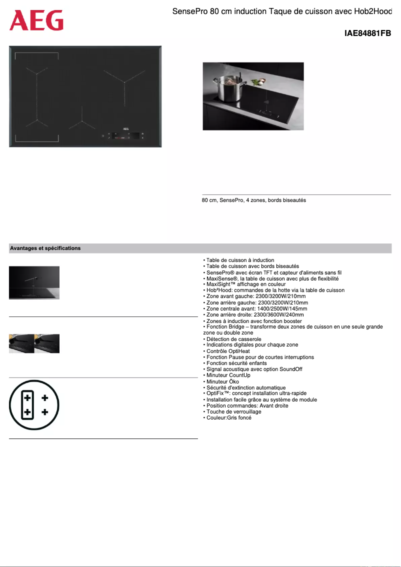 Page n°1 - Fiche technique AEG IAE84881FB