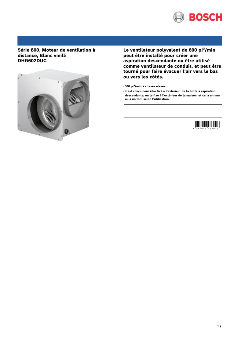 Image de la première page du manuel de l'appareil DHG602DUC