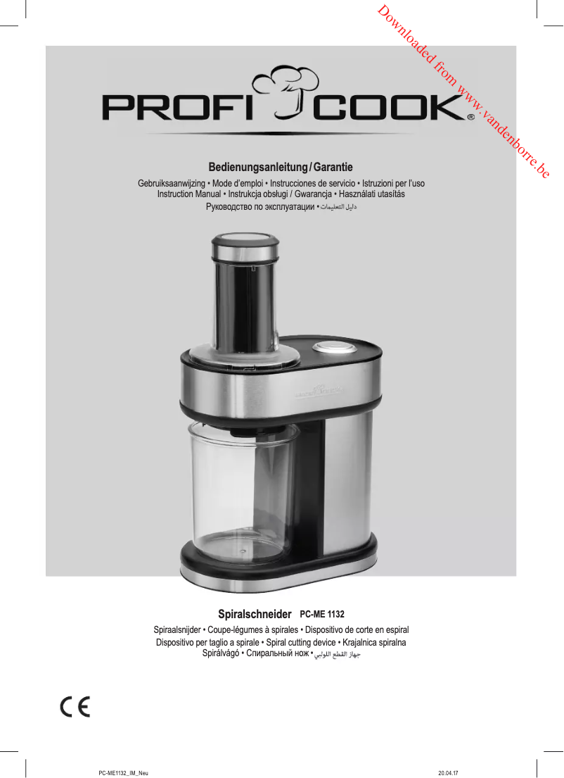 Page n°1 - Manuel utilisateur ProfiCook PC-ME 1132