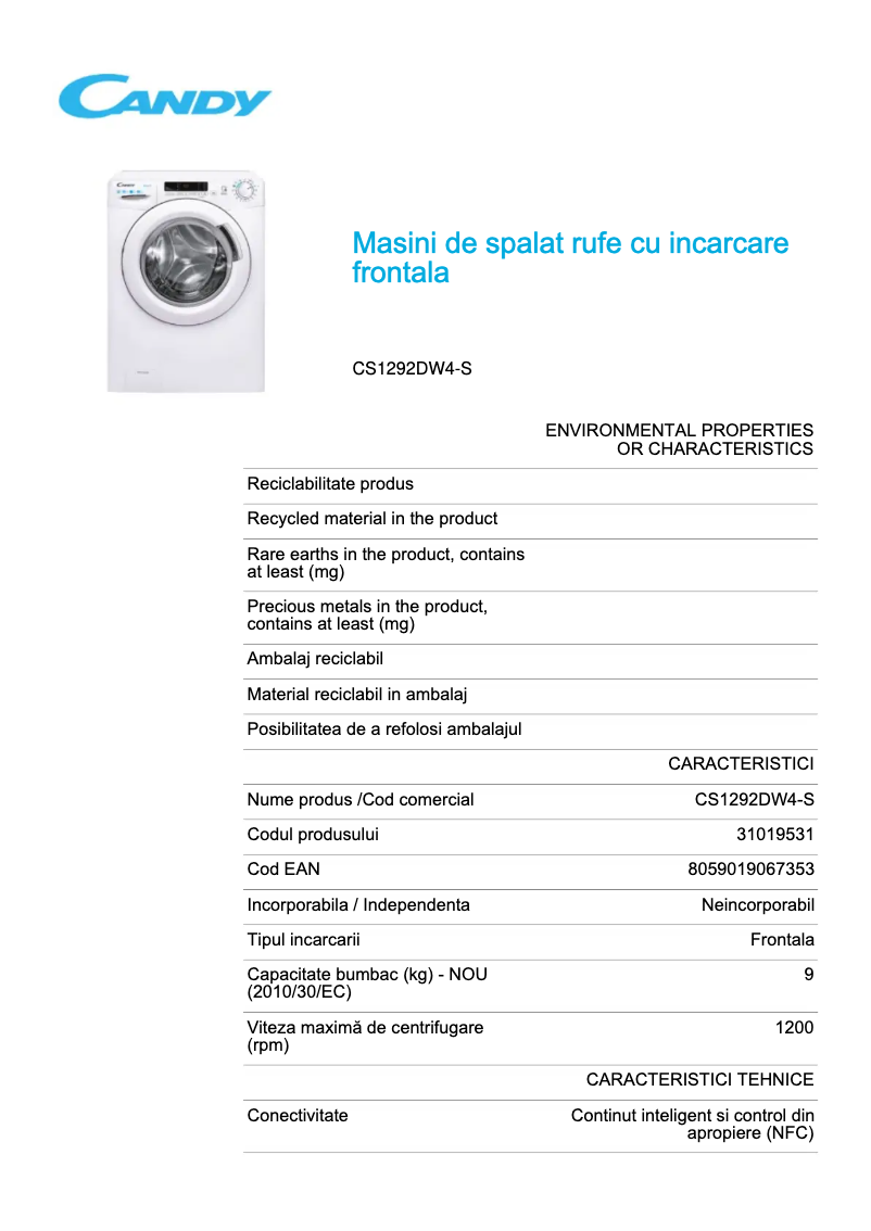 Image de la première page du manuel de l'appareil CS1292DW4-S