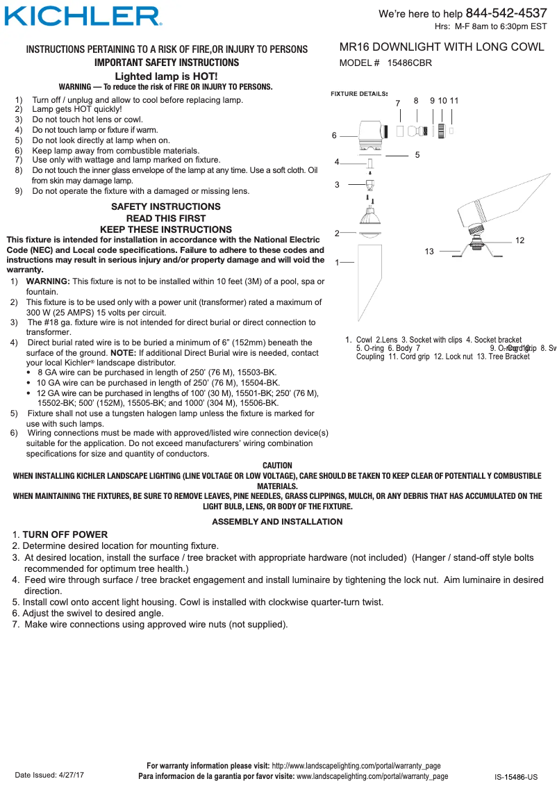 Page n°1 - Manuel utilisateur Kichler 15486CBR