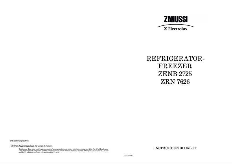 Page 1 de la notice Manuel utilisateur Zanussi-Electrolux ZRN7626