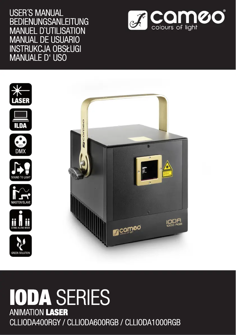 Page 1 de la notice Manuel utilisateur Cameo Ioda 1000 RBG