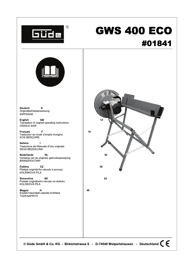 Page 1 de la notice Manuel utilisateur Güde GWS 400 ECO