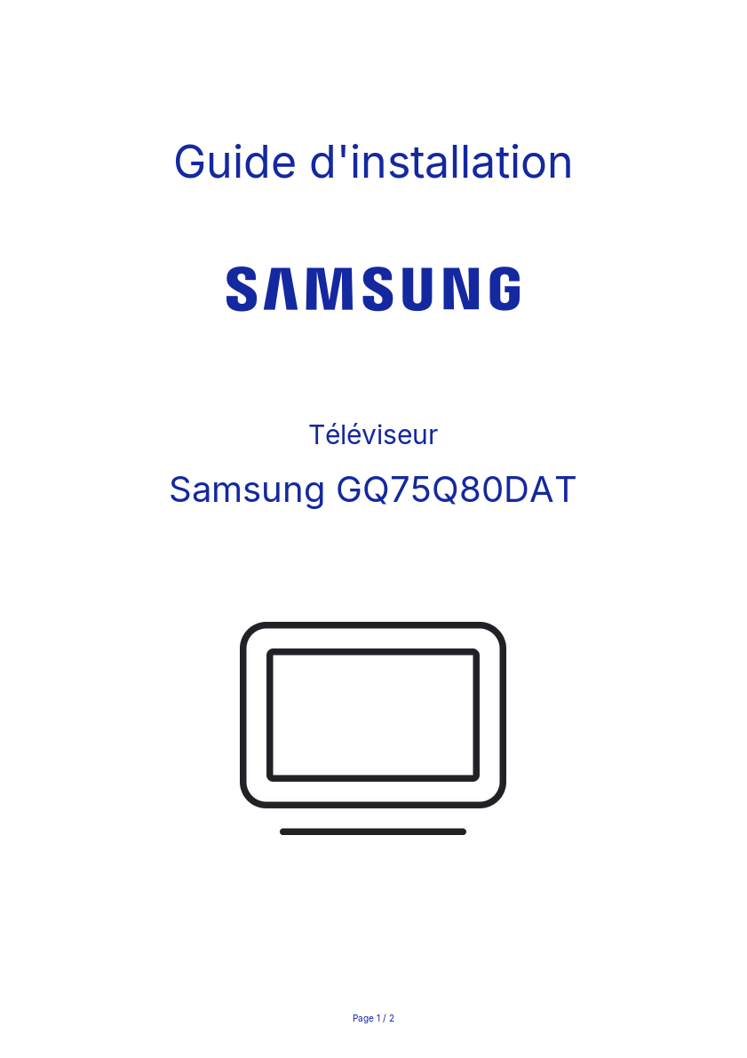 Page n°1 - Guide d'installation Samsung GQ75Q80DAT