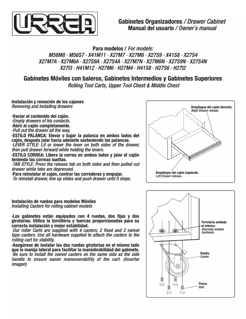 Page 1 de la notice Manuel utilisateur Urrea X27M7