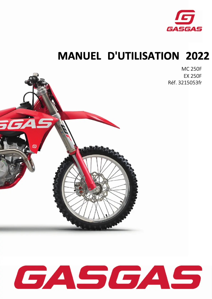 Page 1 de la notice Manuel utilisateur GasGas MC 250F (2022)