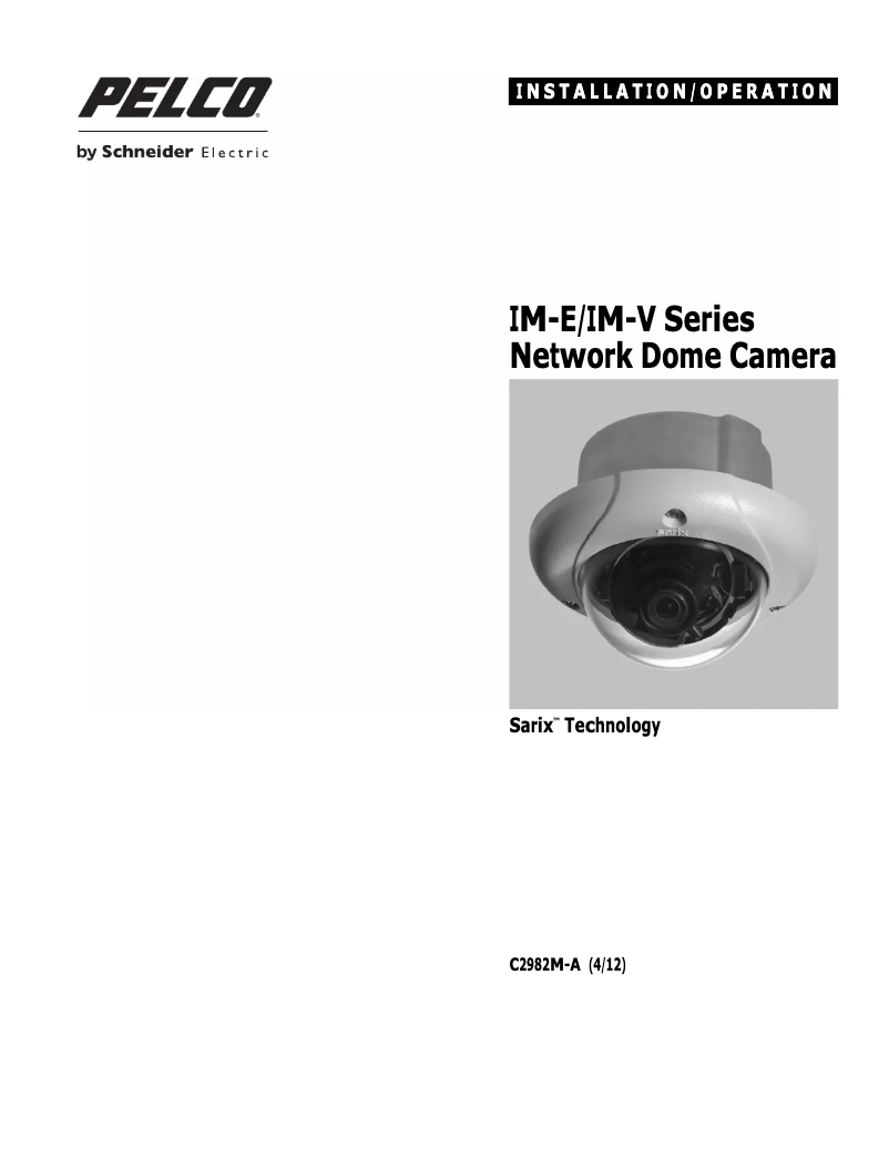 Page 1 de la notice Manuel utilisateur Pelco Sarix IM10LW10