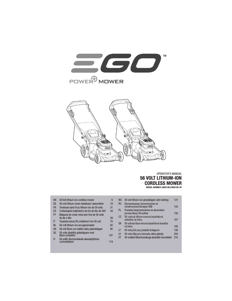 Page 1 de la notice Manuel utilisateur EGO LM2014E-SP