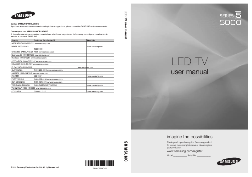 Page 1 de la notice Manuel utilisateur Samsung UN46C5000QM