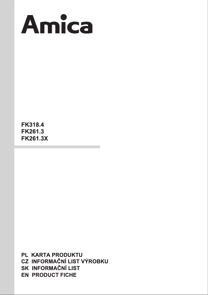 Page n°1 - Fiche technique Amica FK261.3X