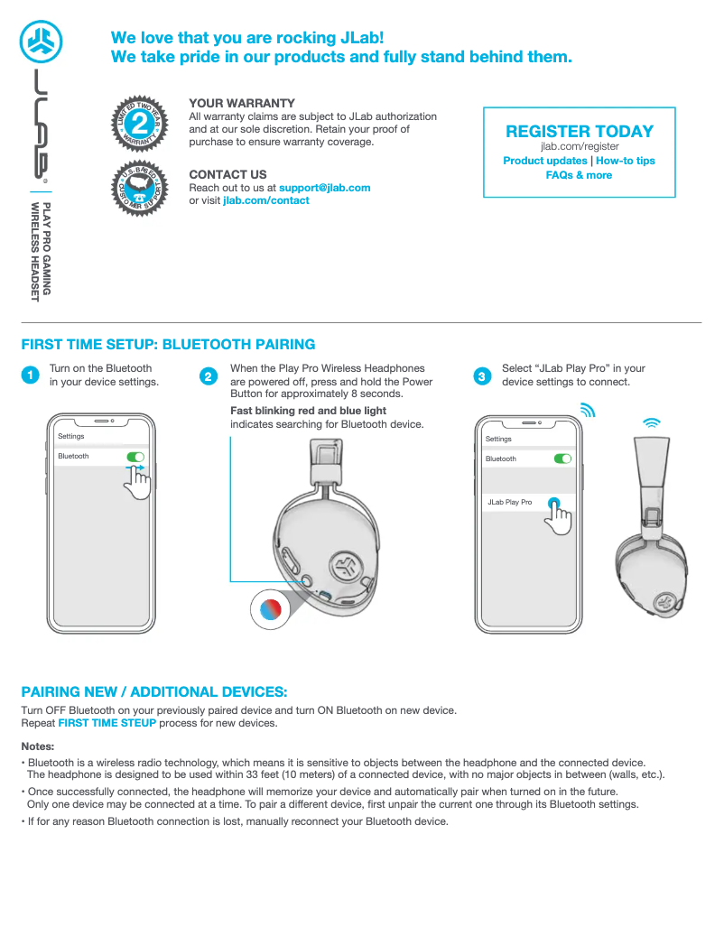 Página 1 del manual Manual de usuario JLab Play Gaming Wireless Headset
