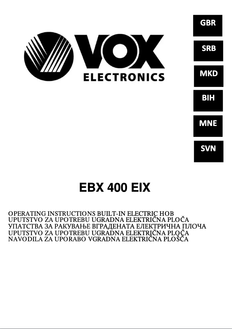 Página 1 del manual Manual de usuario VOX EBX400EIX