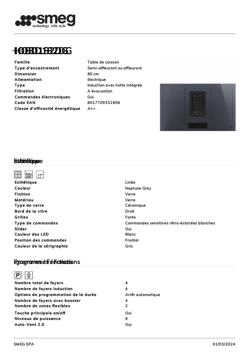 Image de la première page du manuel de l'appareil HOBD182DG