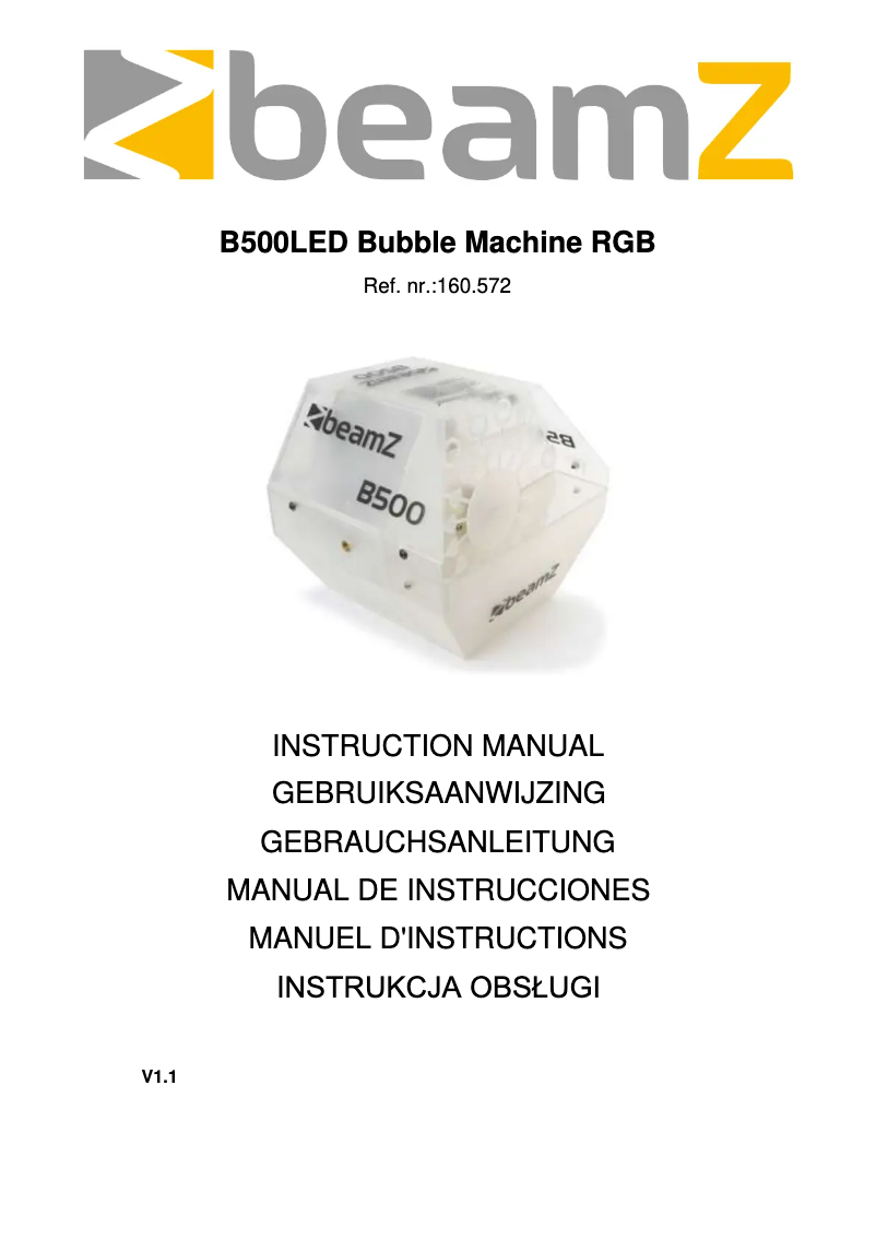 Page n°1 - Manuel utilisateur BeamZ B500 160.571