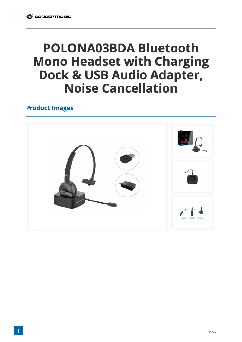 Page 1 de la notice Fiche technique Equip POLONA03BDA
