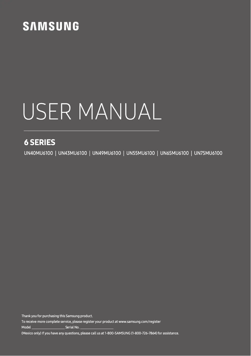 Page n°1 - Manuel utilisateur Samsung UN43MU6100