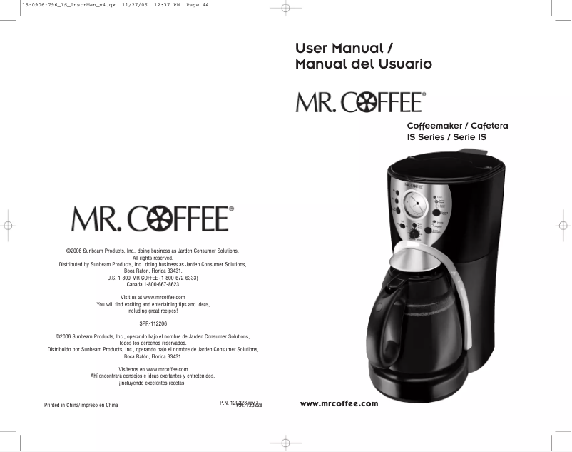Page 1 de la notice Manuel utilisateur Mr. Coffee ISS13