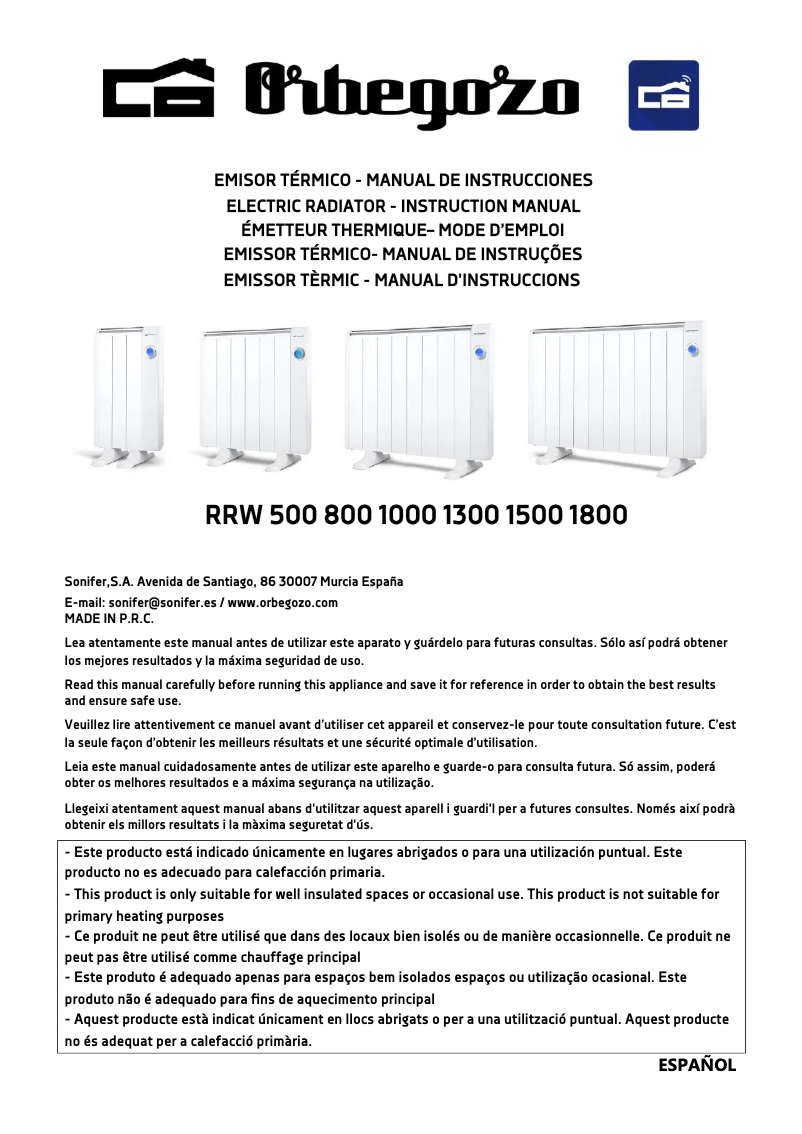 Image de la première page du manuel de l'appareil RRW 1300