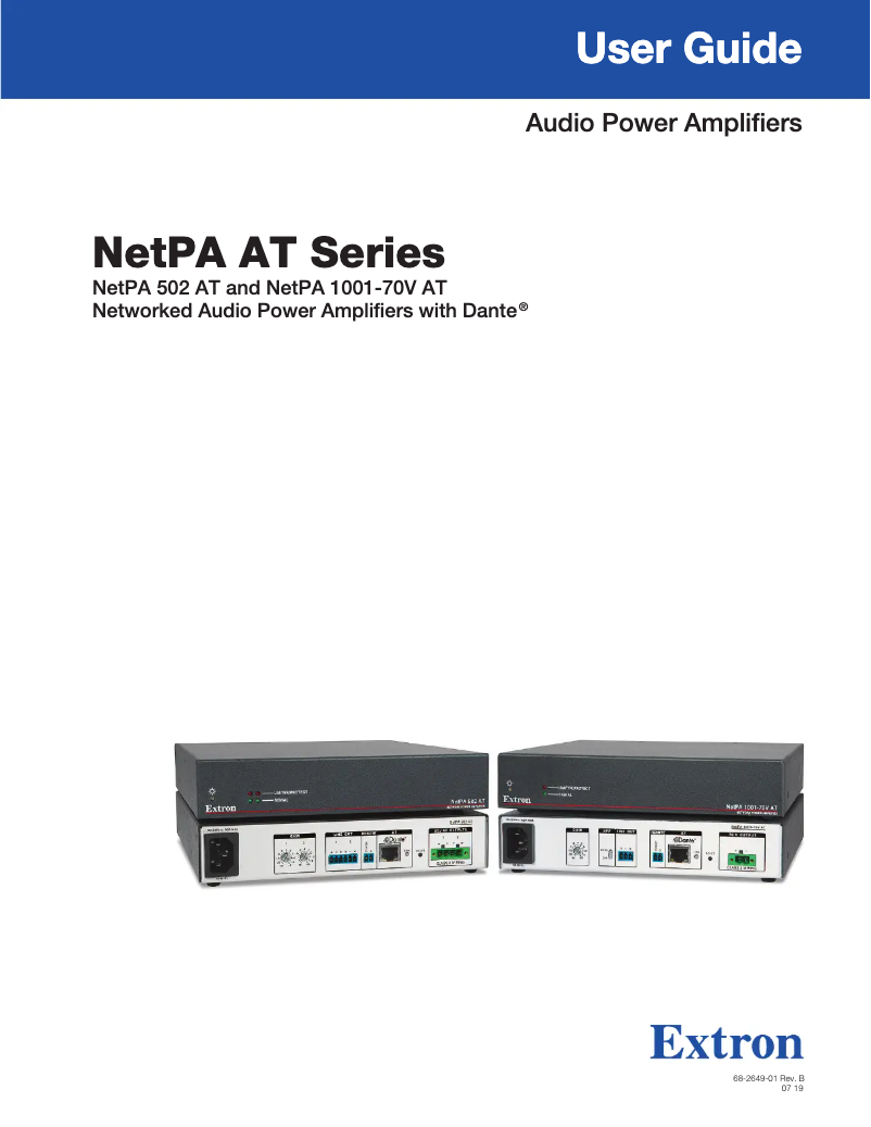 Page n°1 - Manuel utilisateur Extron NetPA 1001-70V AT