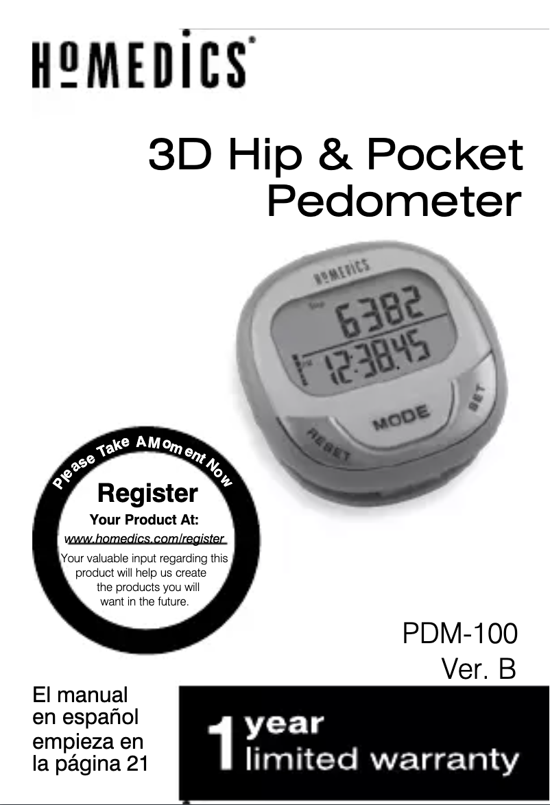Page n°1 - Manuel utilisateur Homedics 3D Hip & Pocket PDM-100