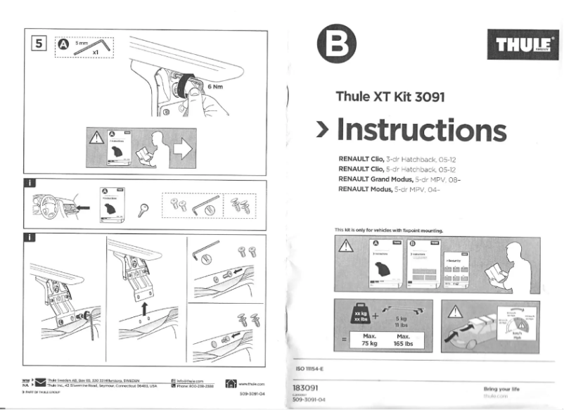 Page 1 de la notice Manuel utilisateur Thule XT Kit 3091