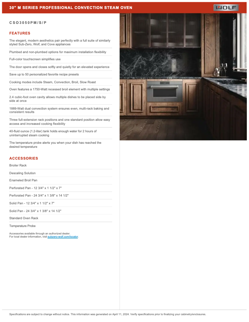 Page 1 de la notice Manuel utilisateur Wolf CSO3050PM