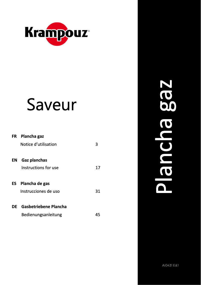 Page n°1 - Manuel utilisateur Krampouz Saveur