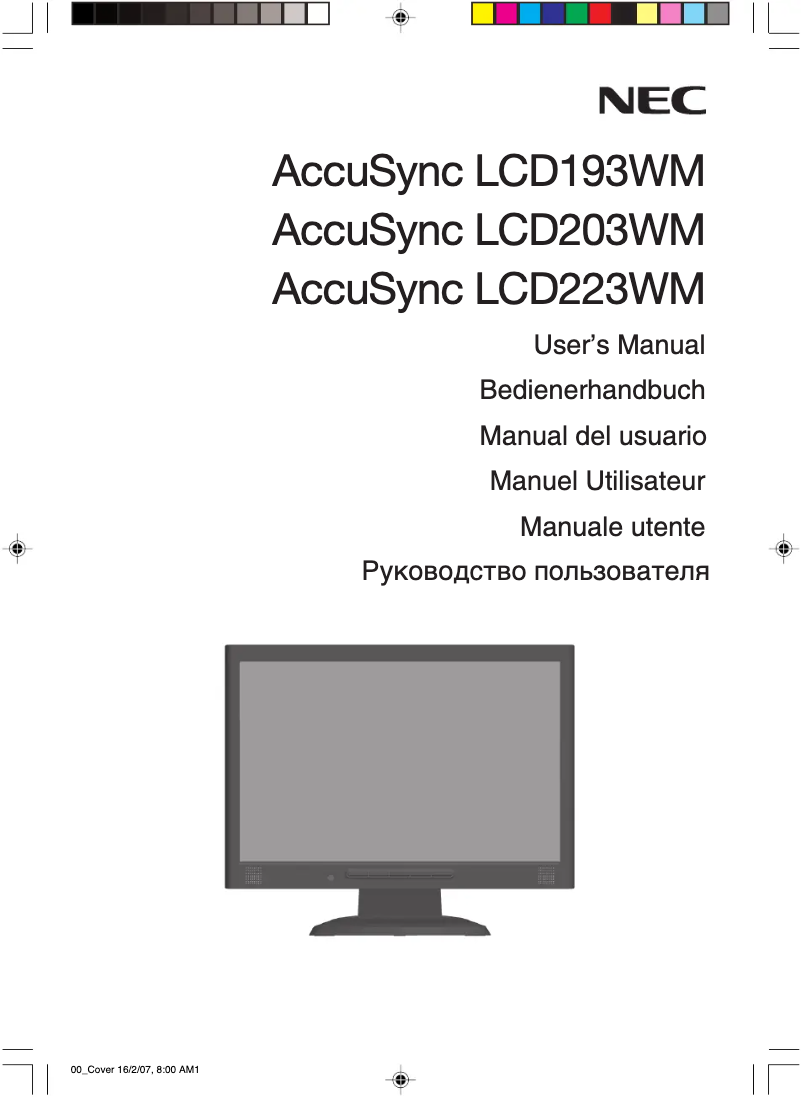 Página 1 del manual Manual de usuario NEC AccuSync LCD193WM