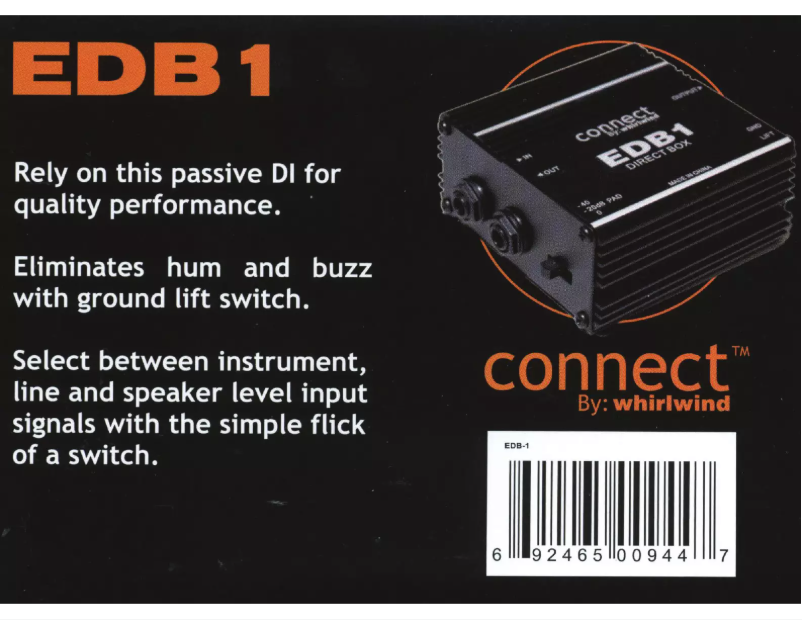 Page 1 de la notice Manuel utilisateur Whirlwind Connect EDB-1