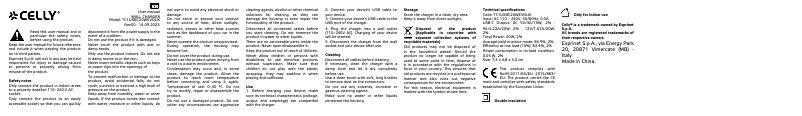 Page 1 de la notice Manuel utilisateur Celly TC1USBC20WEVOUK
