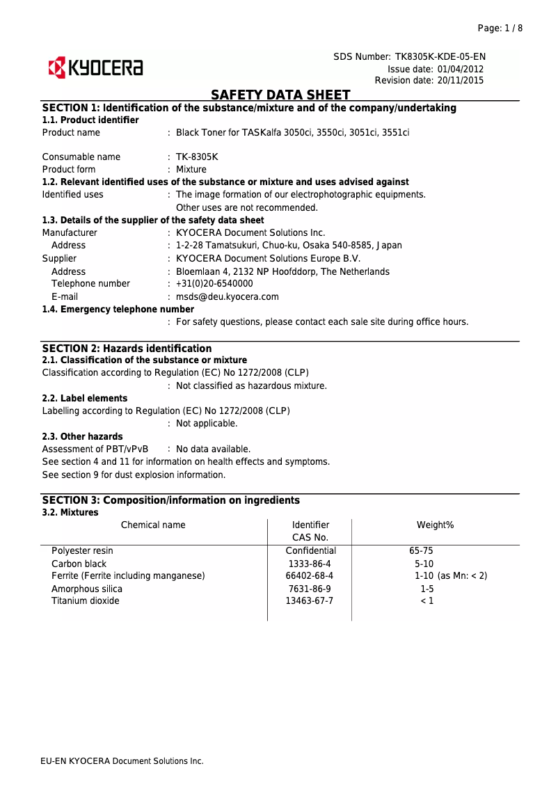 Image de la première page du manuel de l'appareil TASKalfa 3551ci