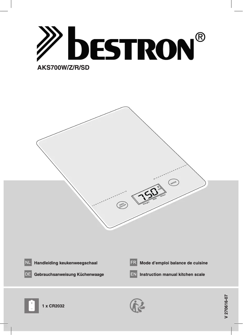 Page 1 de la notice Manuel utilisateur Bestron AKS700SD