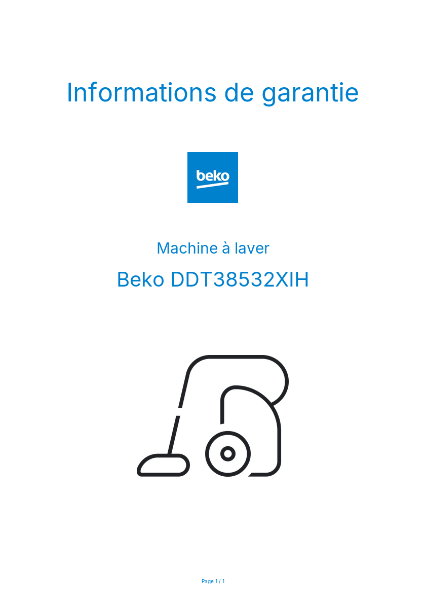 Image de la première page du manuel de l'appareil DDT38532XIH