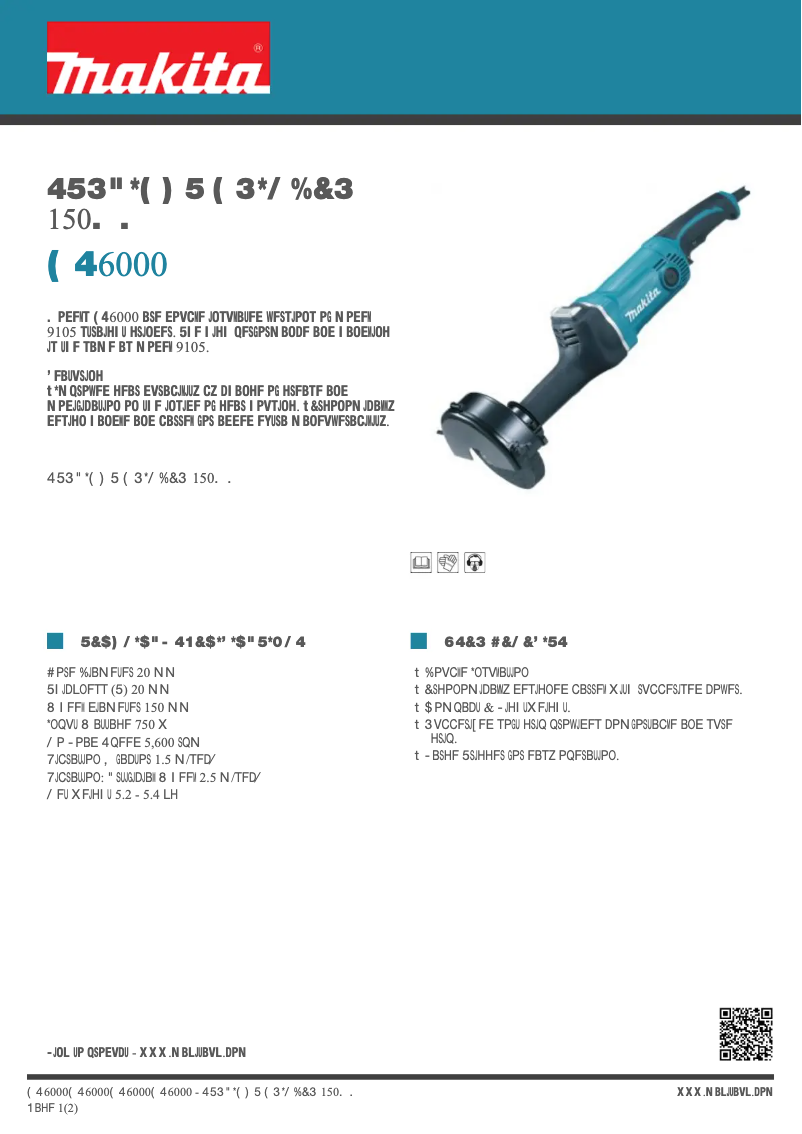 Page 1 de la notice Fiche technique Makita GS6000