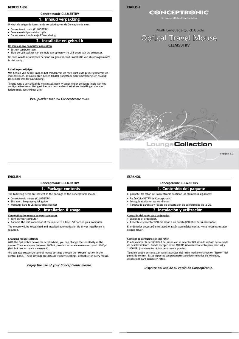 Page 1 de la notice Manuel utilisateur Conceptronic CLLM5BTRV