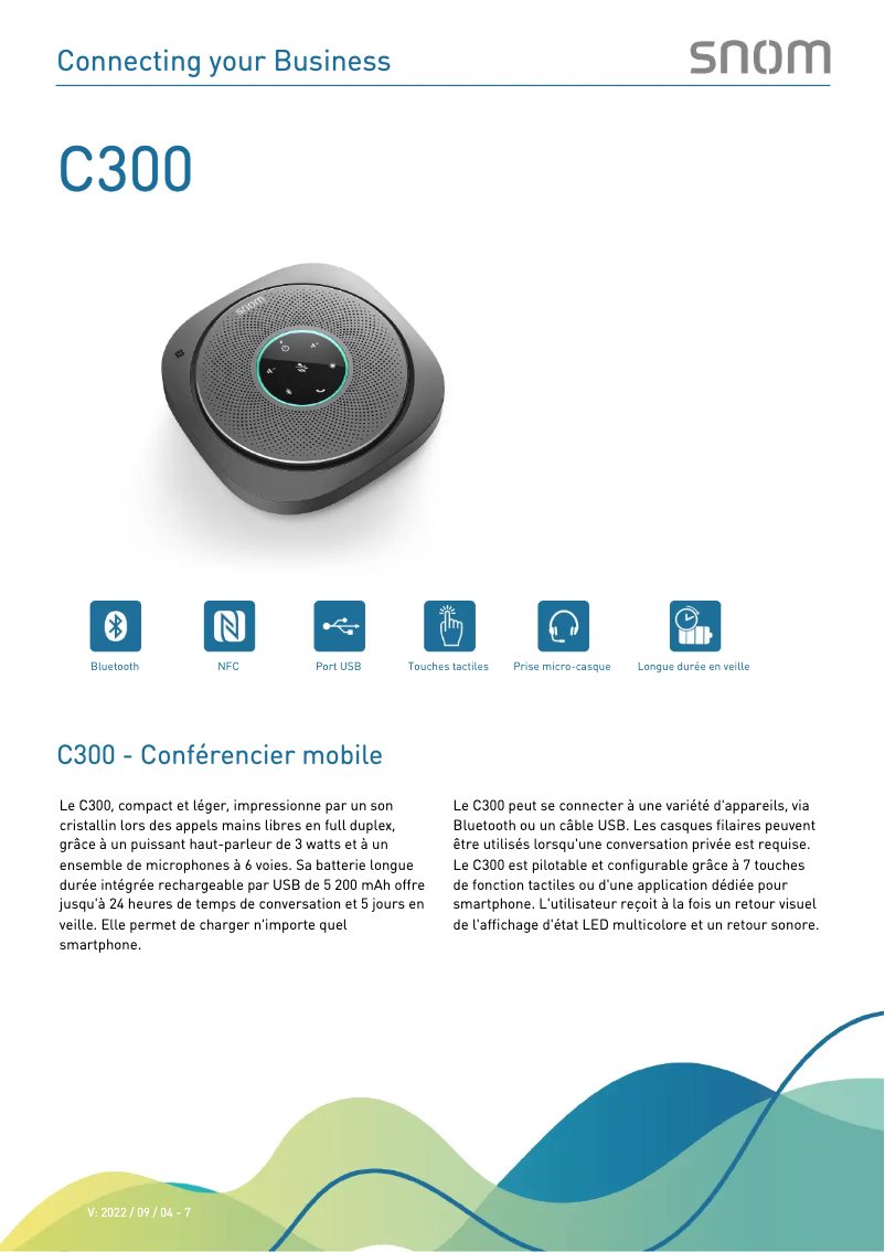 Página 1 del manual Ficha técnica Snom C300