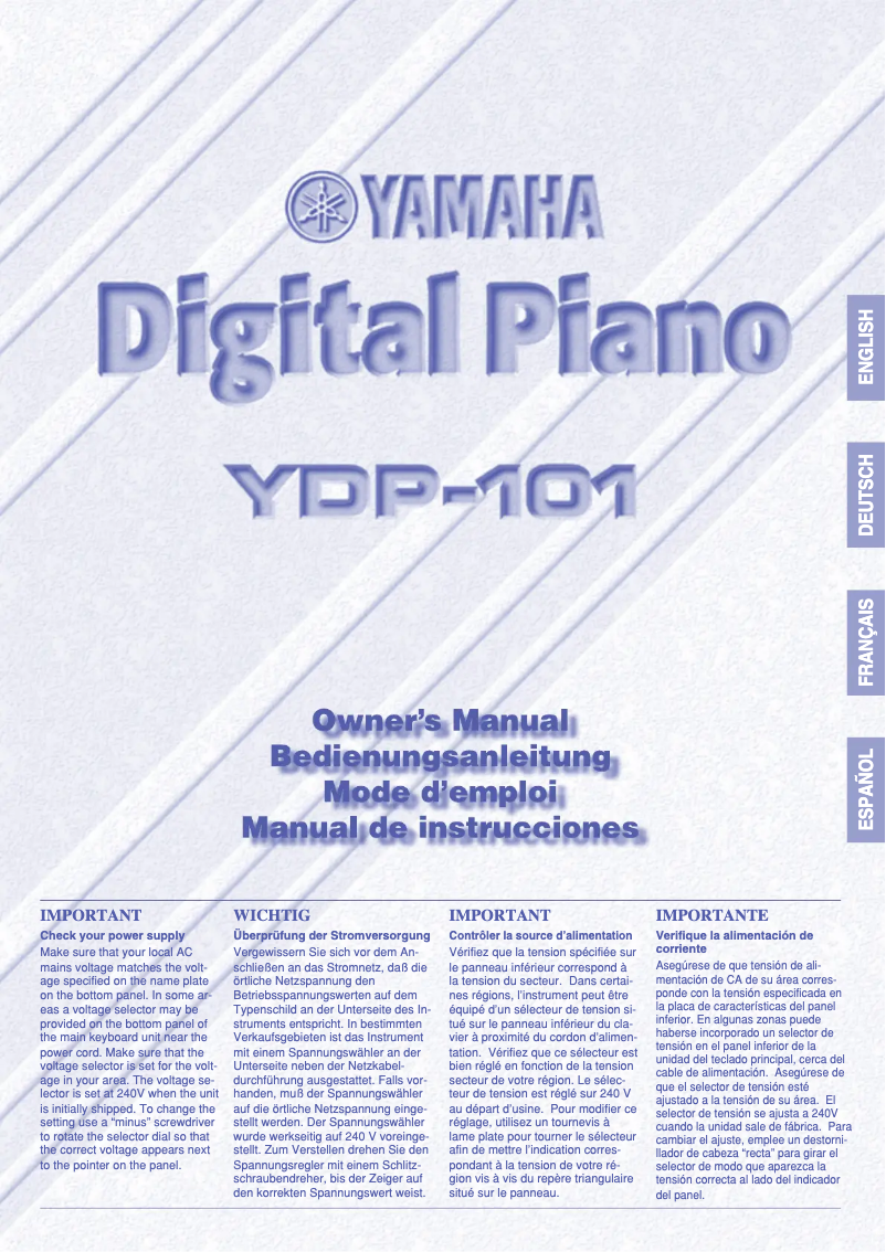 Page n°1 - Manuel utilisateur Yamaha YDP-101