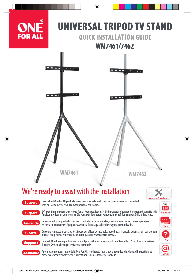 Page 1 de la notice Manuel utilisateur One for all WM 7461