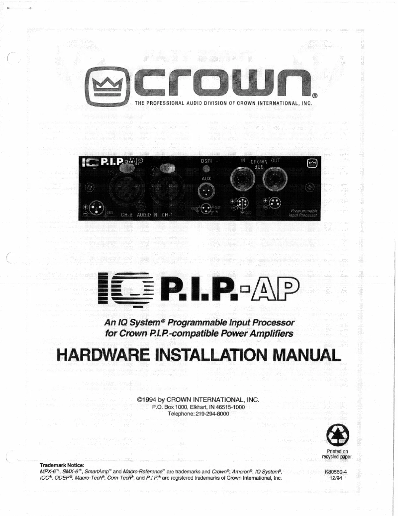 Image de la première page du manuel de l'appareil IQ-P.I.P.-AP