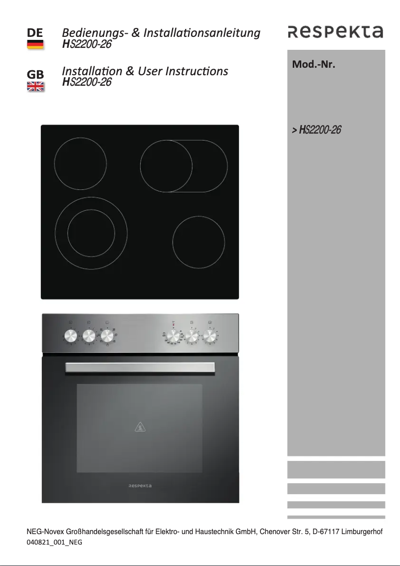 Page 1 de la notice Manuel utilisateur Respekta Theresa HS2200-26