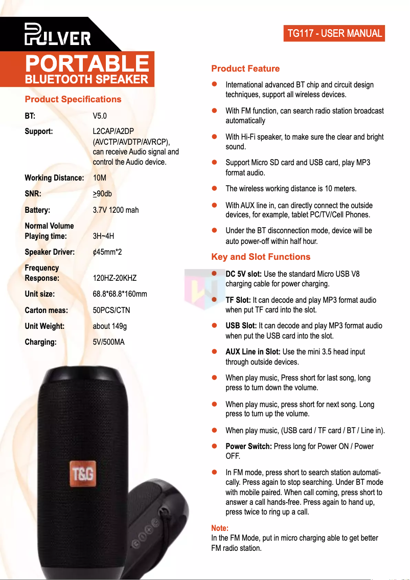 Image de la première page du manuel de l'appareil TG117