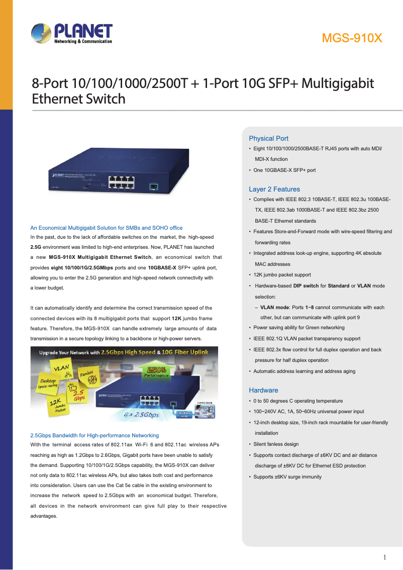Image de la première page du manuel de l'appareil MGS-910X